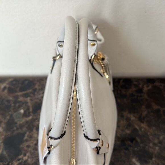 New Michael Kors Megan Large Vanilla Satchel Crossbody - Picture 4 of 16
